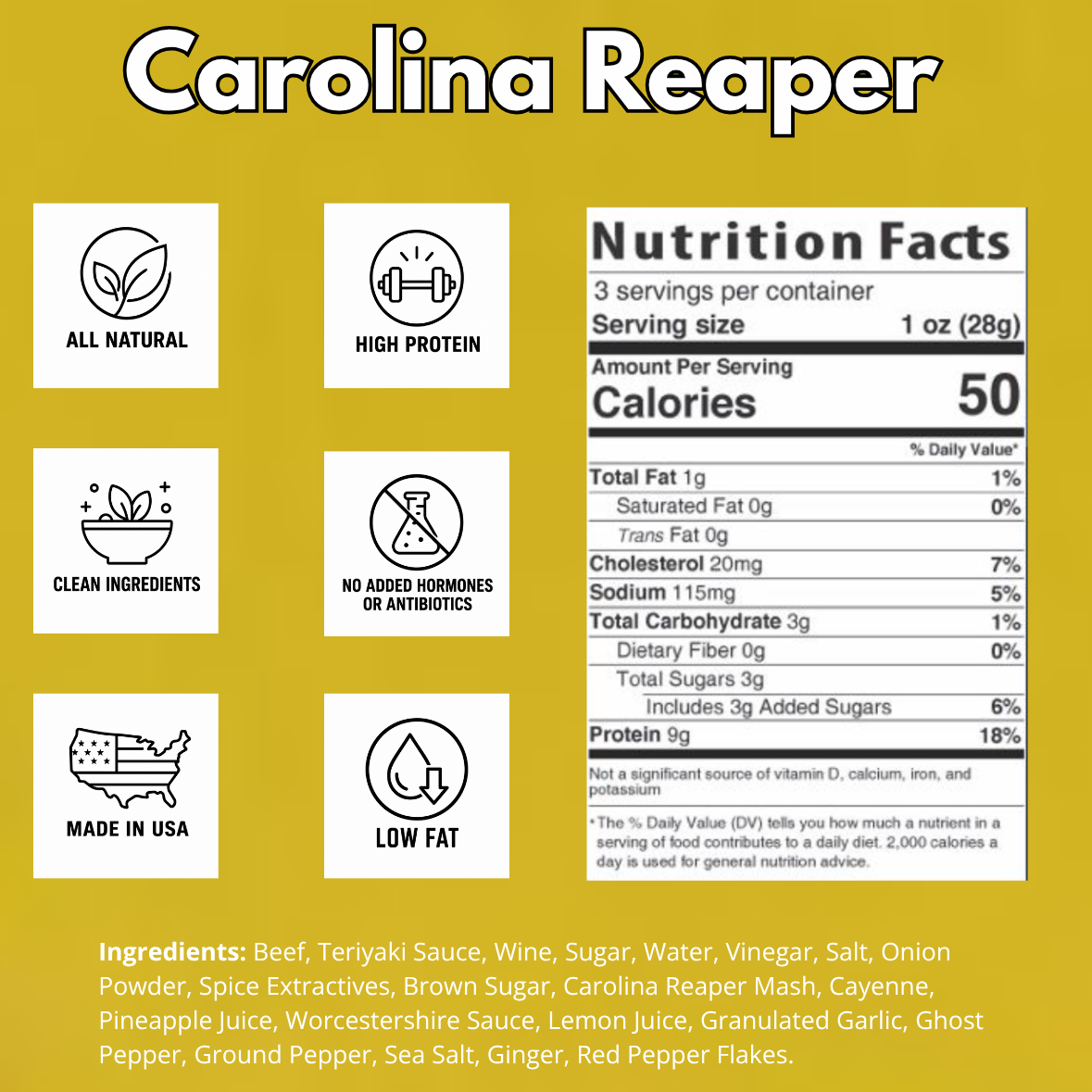 Beef OC | Carolina Reaper Brisket Beef Jerky