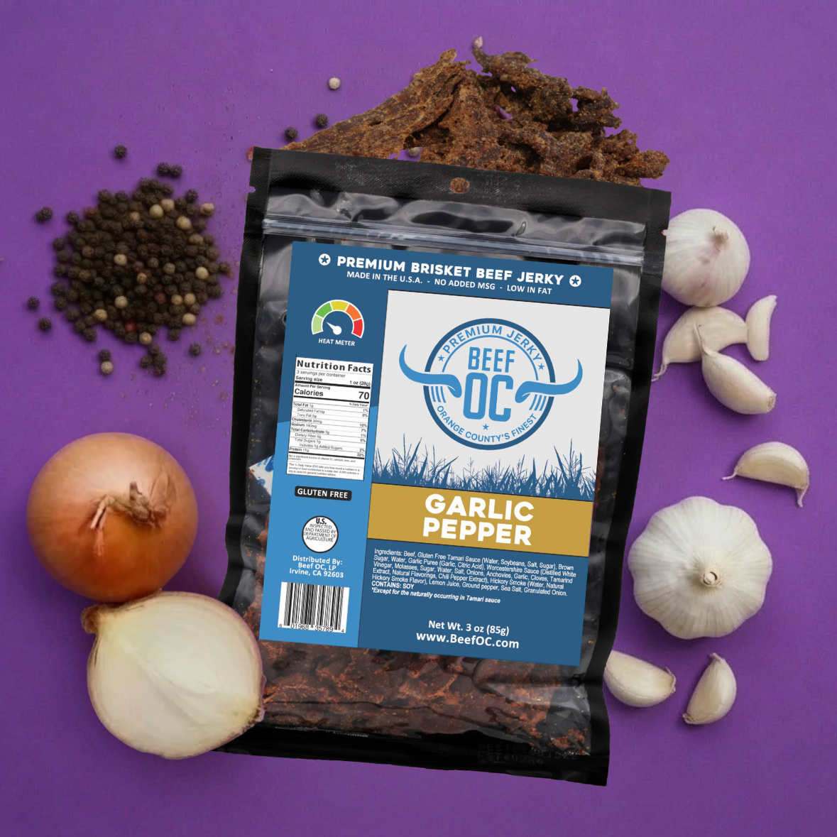 Beef OC | Garlic Pepper Brisket Beef Jerky