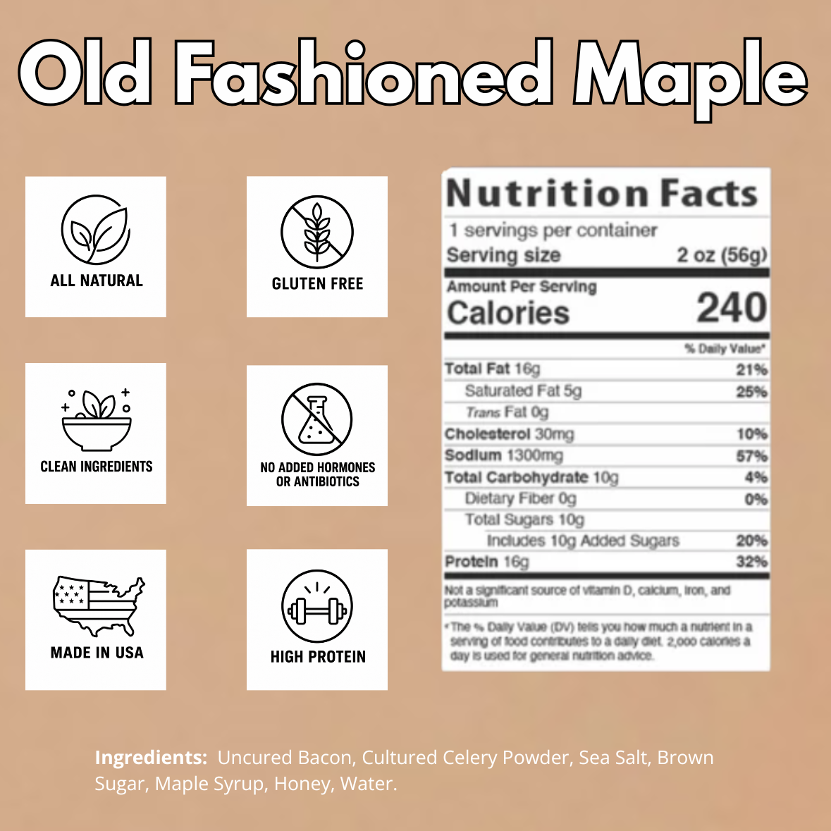 Beef OC | Old Fashoned Maple Gourmet Uncured Bacon Jerky